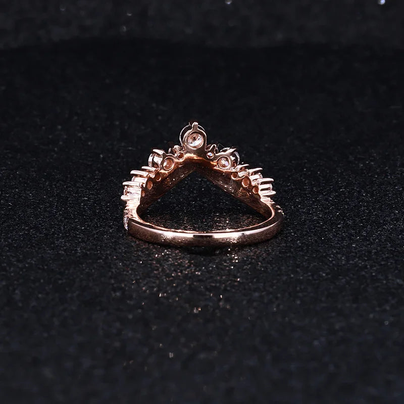 Hot Online Sale Wedding Jewelry Crown Band Ring Rose Gold Lab Created Diamond Stone CLASSIC Gemstone Rings 3mm Engagement Ring