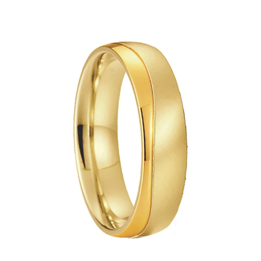 Wedding Rings for Men and Women Lover's Western Designer Jewelry 18k Gold Plated Emery Frosted Stainless Steel Couples Ring