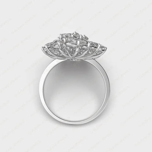 D Gleam Jewels Premium Ethnic 925 Silver Pave Setting 2.08ct Lab Grown Marquise Zircon Engagement Ring IGI Certified Party