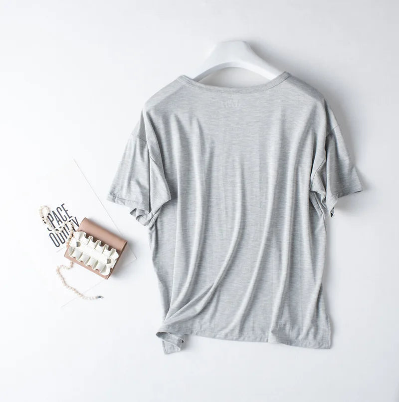 2026 Summer New Pajama Set Women's Modal Short Sleeve Shorts Two Piece Set Ladies Solid Loose Large T-shirt Homewear Women Shirt