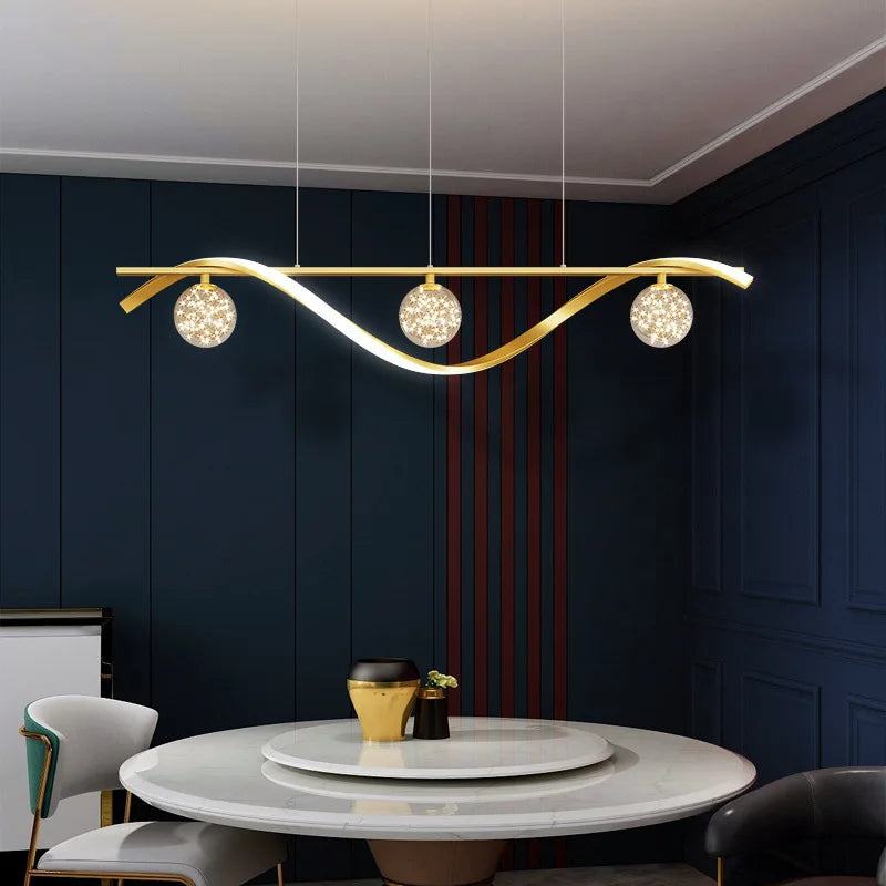Modern Nordic Led Chandelier Kitchen Island Creative Glass Ball Pendant Lamp Dining Room Coffee Bar Deco Gold Hanging Light