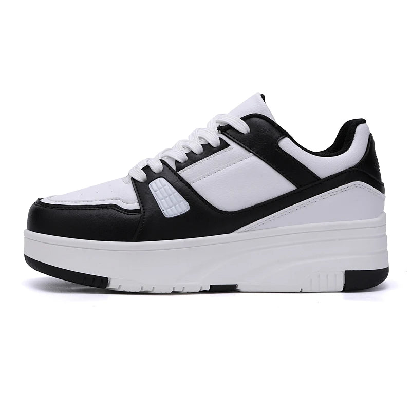 High Quality Four-Wheel Rampage Leather Sports Shoes for Boys and Girls Explosive Sneakers with TPR Sole for Roller Skating