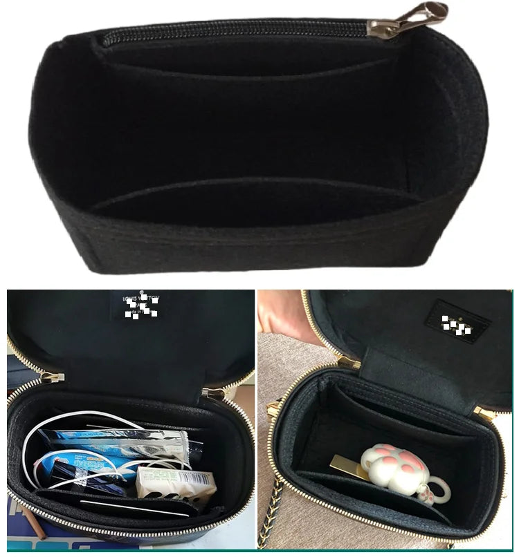 Felt Insert Bag Organizer for CC VANITY With Chain Luxury Womens Makeup Box Comestic Inner Storage Bags Handbag Base Shaper