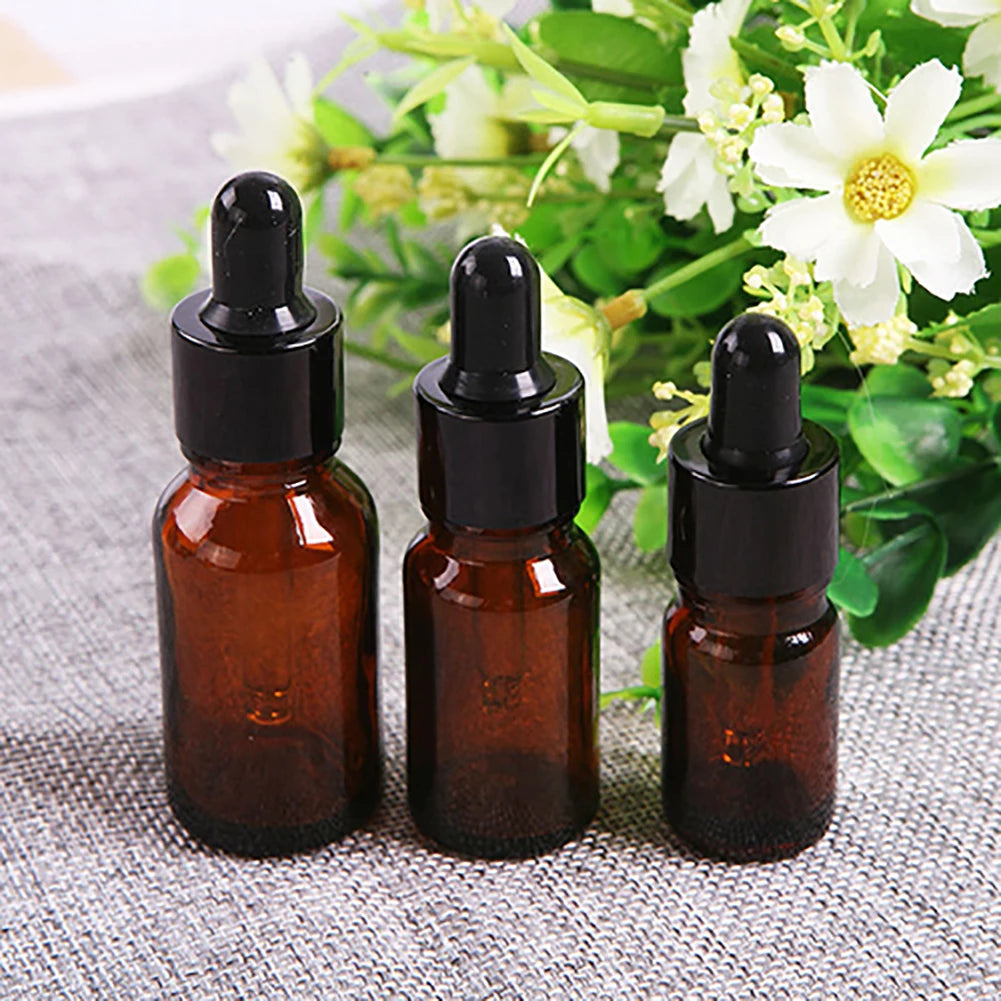 Empty Dropper Bottle Amber essential oil Glass Aromatherapy Liquid Brown 5-50ml Drop for massage Bottles Refillable