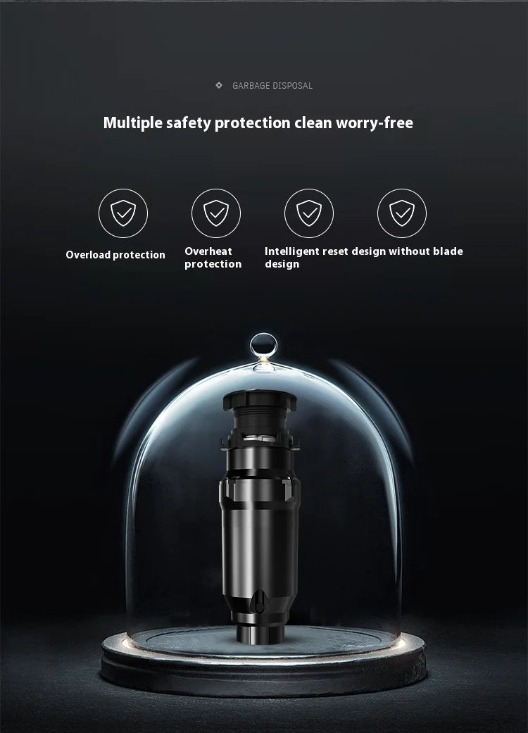 S55 Household Kitchen Garbage Disposal, Quiet And Efficient, Stainless Steel Material, Anti-Blocking Design High Efficiency