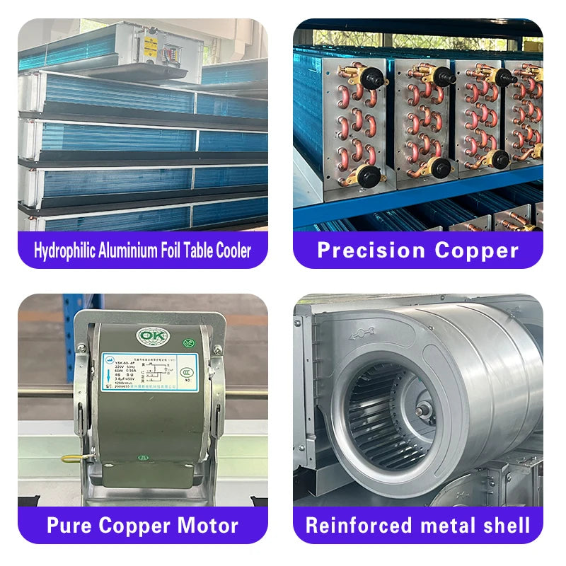 CE Certified Low Noise Fan Coil Unit Water Cooling Ceiling Mount Air Conditioner with DC Motor Core Components