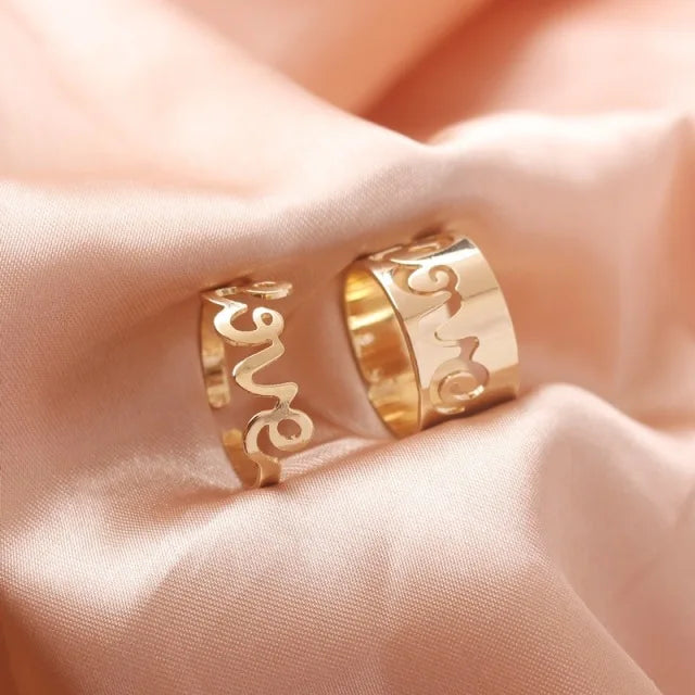 Trendy Gold Butterfly Rings for Women Men Lover Couple Rings Set Friendship Engagement Wedding Open Rings N2203181
