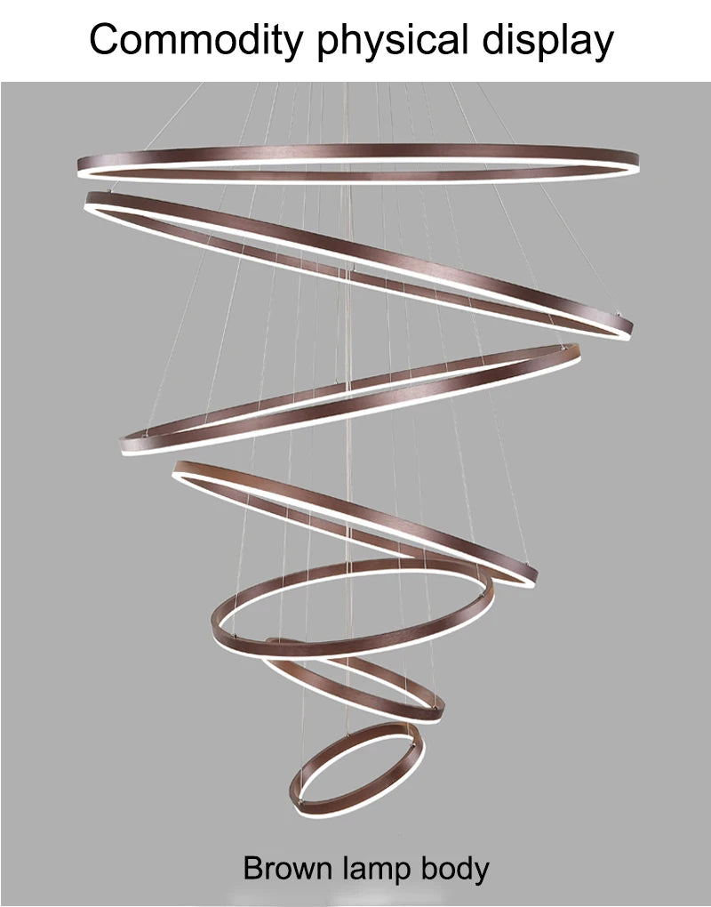 Modern LED Ring Pendant Lights Golden Creative Aluminum Circle Pendant Light for Living Room Restaurant Home Ring Lamp