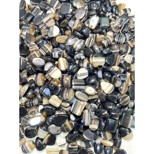 Wholesale Premium Quality Natural Black Banded Agate Cabochon Loose Gemstone Jewelry Light Effect Third Party Certified 20-45mm
