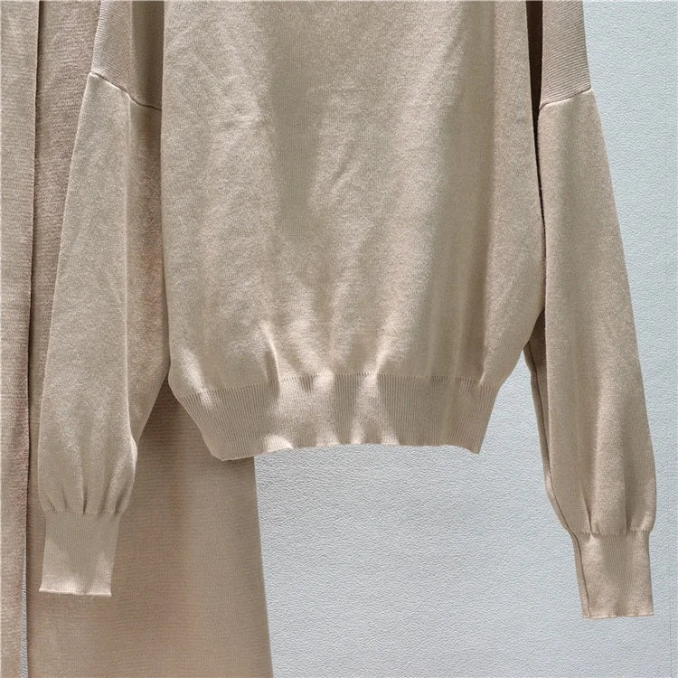 Fashion Casual Suit Women's Spring Loose Knit Sweater Wide Leg Pants Two-piece Set