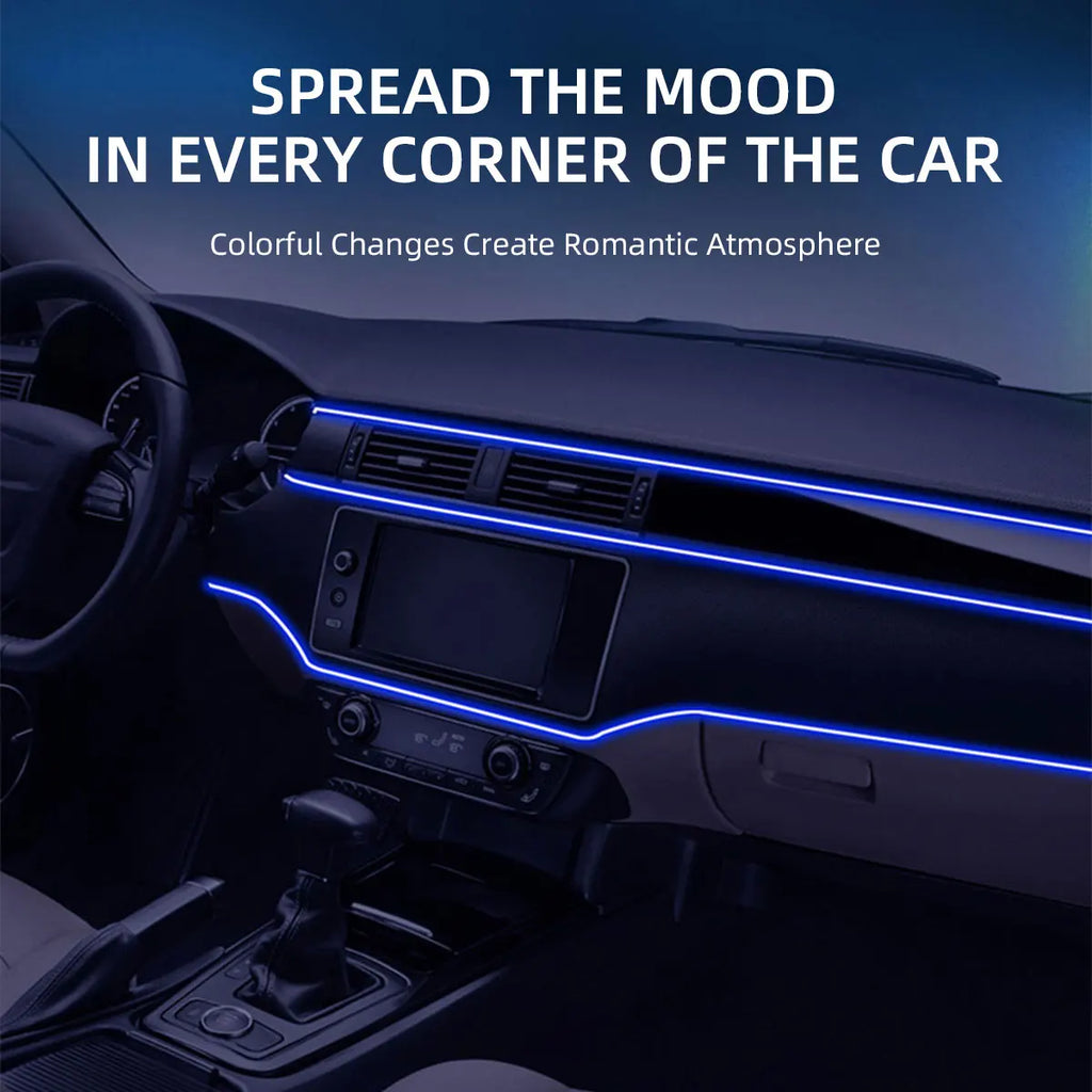 Wholesale 2m Flexible Car Interior Atmosphere Decoration Lighting App Control LED Ambient RGB Fiber Optic Strip Light K2U