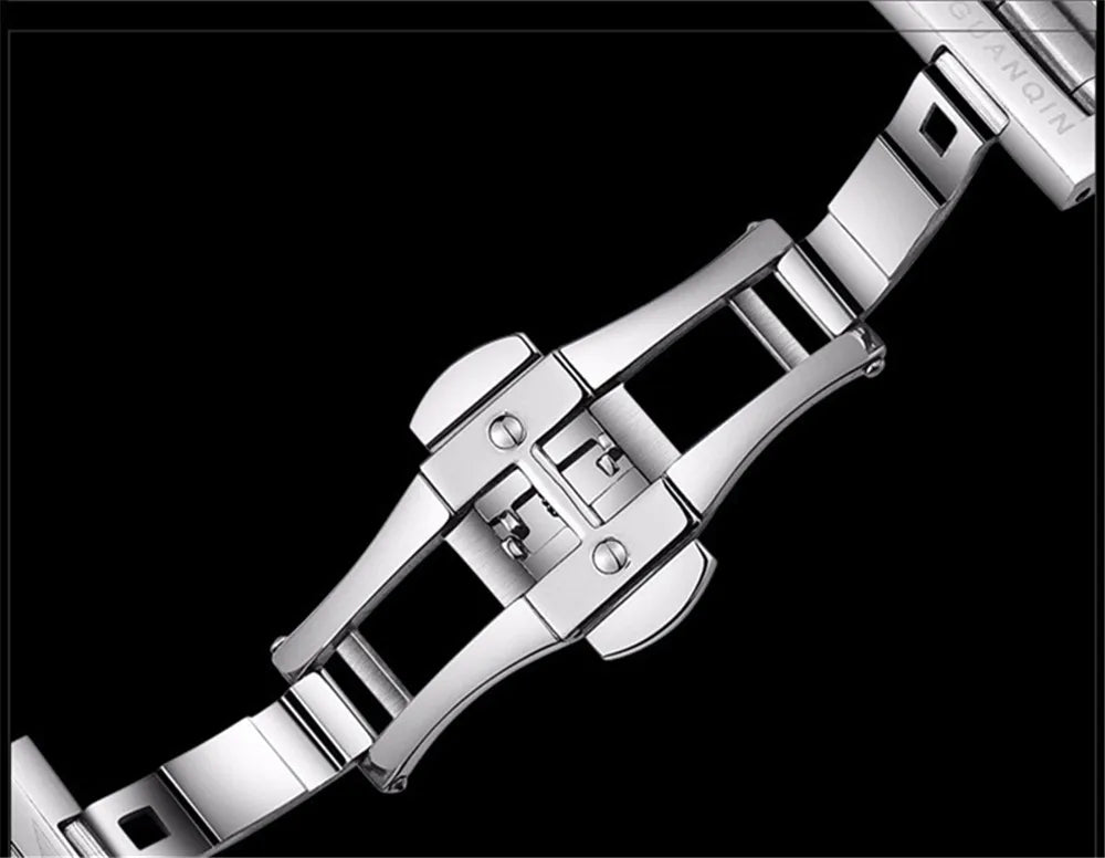 GUANQIN Leather Steel Mechanical Sapphire Men Watches Top Brand Luxury Waterproof Automatic Wristwatch Calendar Moon Phase