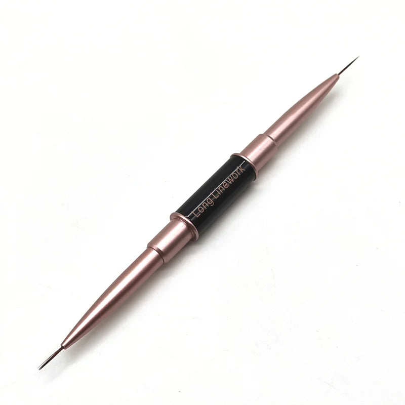 Dual-ended Super Long Nail Brush Professional Nail Tech Liner Work Brush Pen Black Metal Handle Liner Brush Nail Art Drawing