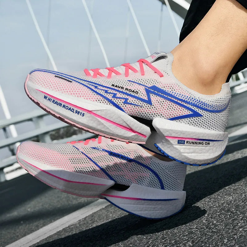 High Quality Women's Men's Trail Running Shoes Popcorn Carbon Plate Jogging Shoes Breathable Mesh Teenagers Sport Shoes