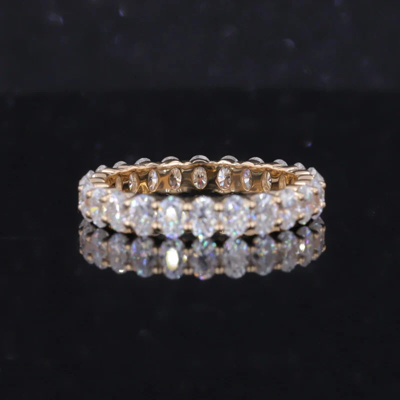 Oval Cut 2.5x3.5mm DEF VS Hpht Cvd Lab Grown Diamonds Oval Band Women Rings Lab Diamonds 14k Yellow Gold Wedding Band