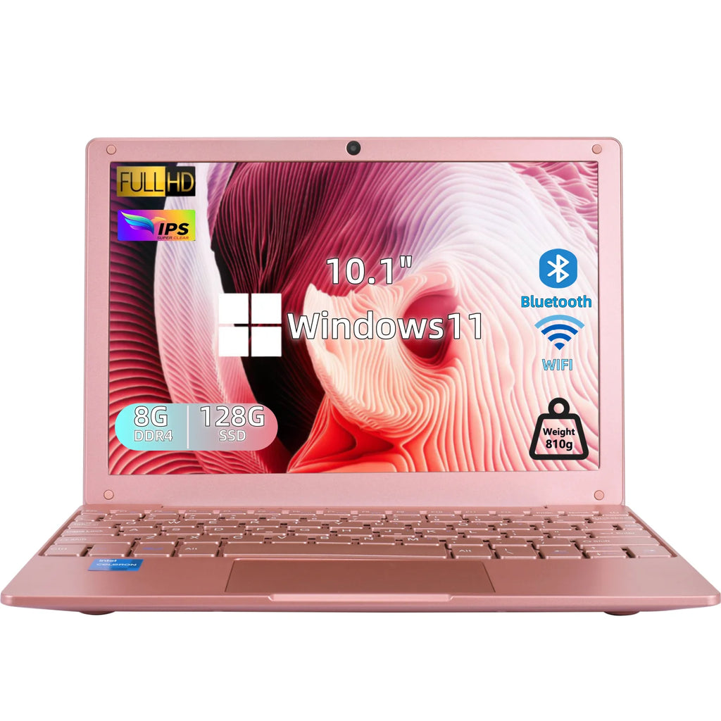 NEW Slim Silver Laptop 10.1 Inch IPS Panel Dual Core Intel N4000 8GB DDR4 128GB SSD English Keyboard Windows 10 1-Year Warranty