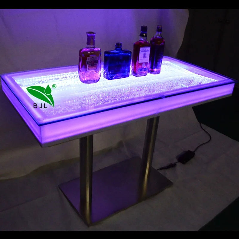 Hot Sale Modern Night Club Furniture Glass Tabletop Led bar Counter Table