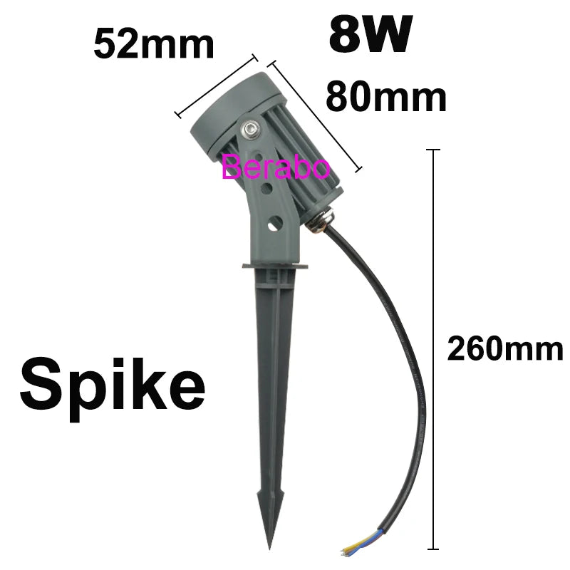 LED Lawn Light  Wall Washer 8W Waterproof Floodlights Narrow Beam Spot Lamp Outdoor Landscape Lighting AC100-240V DC12V