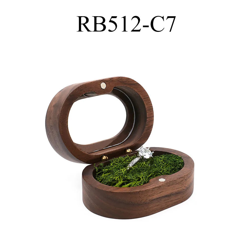 Luxury Customized Logo Engraved Your Name Natural Walnut Jewelry Storage for Rings Necklace Earrings Wooden Gift Box