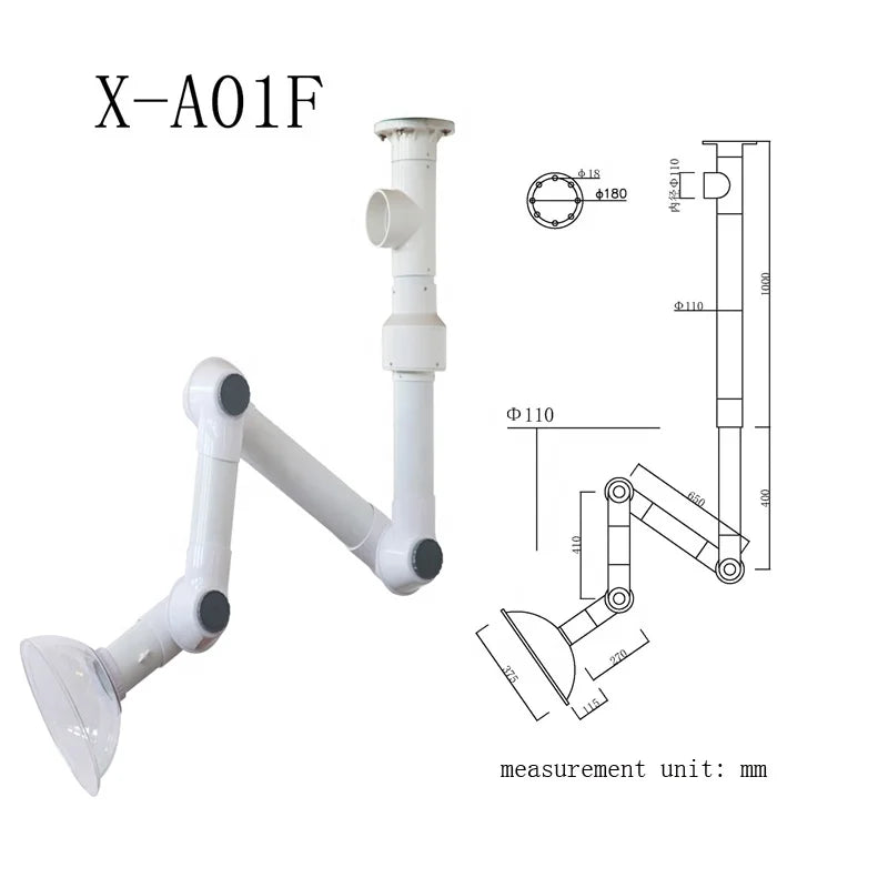 Anti-Acid Plastic Laboratory Fume Exhaust Arm Hood with Winding Design Modern Extraction System for Commercial Use