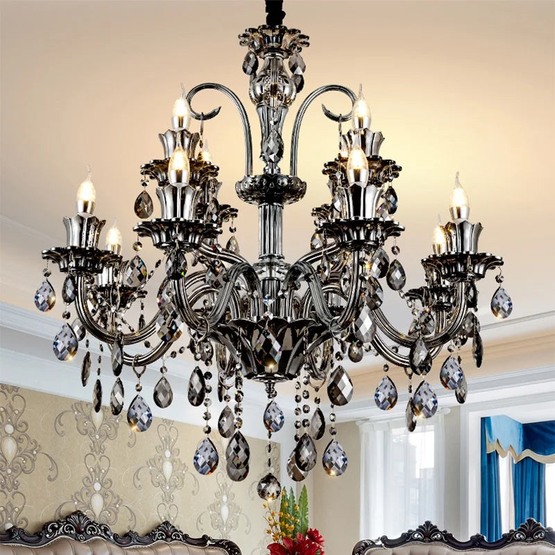 Modern Candle Crystal Lamp Living Room Large Crystal Chandelier Lighting Modern Atmosphere Restaurant Bedroom Hanging Lamps