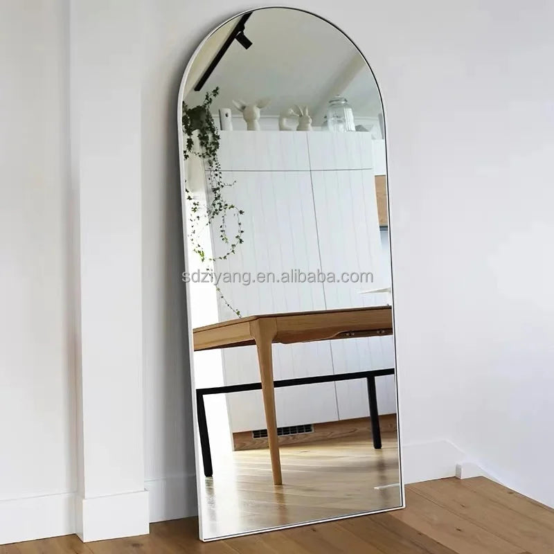 Large Full-Length Floor Mirror with 4mm Thickness Full Body Decorative Wall Arch Metal Frame Furniture for Wedding Occasions