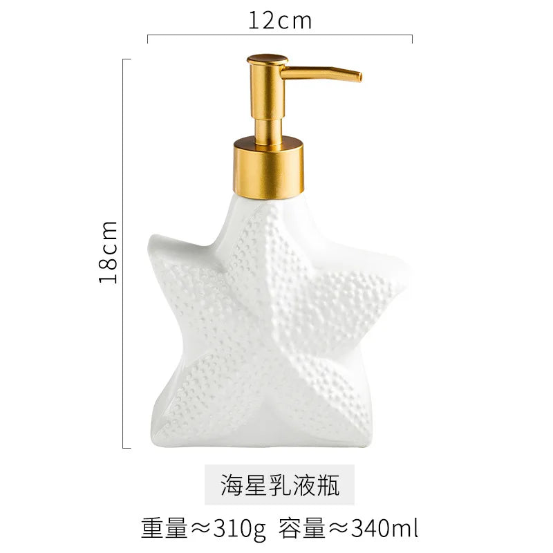 Minimalist Nordic Style Ceramic Dispensing Bottle for Hand Soap Shower Gel or Shampoo Hotel Bathroom Set Supplies