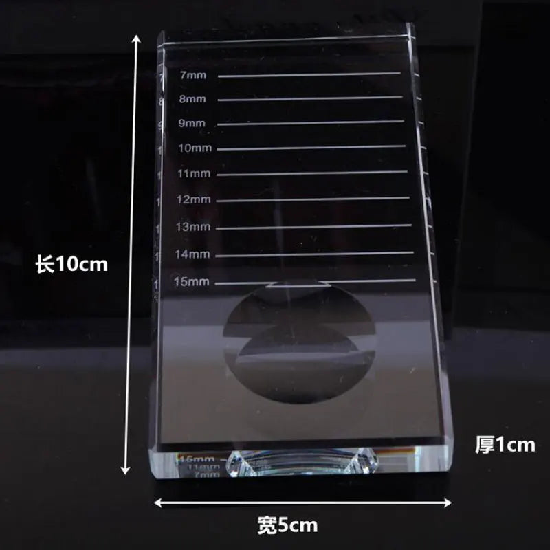 False Eyelash Glue Holder Pallet Eyelash Extension Stand pads with Tick Mark Crystal Glass Adhesive Glue Holder
