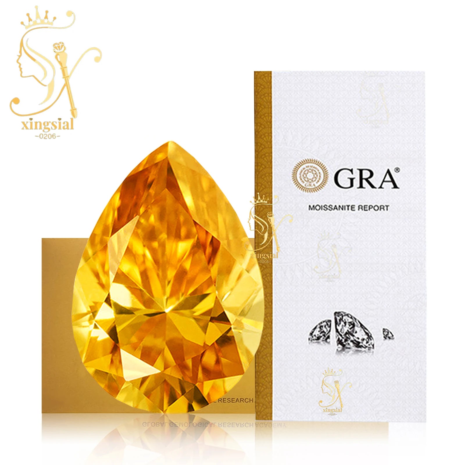 Xingsial 4x6mm 9x13mm Multiple Color VVS1 0.5ct 5ct GRA Certificated Pear Cut Synthetic Diamond Gemstone Loose Moissanite Stone