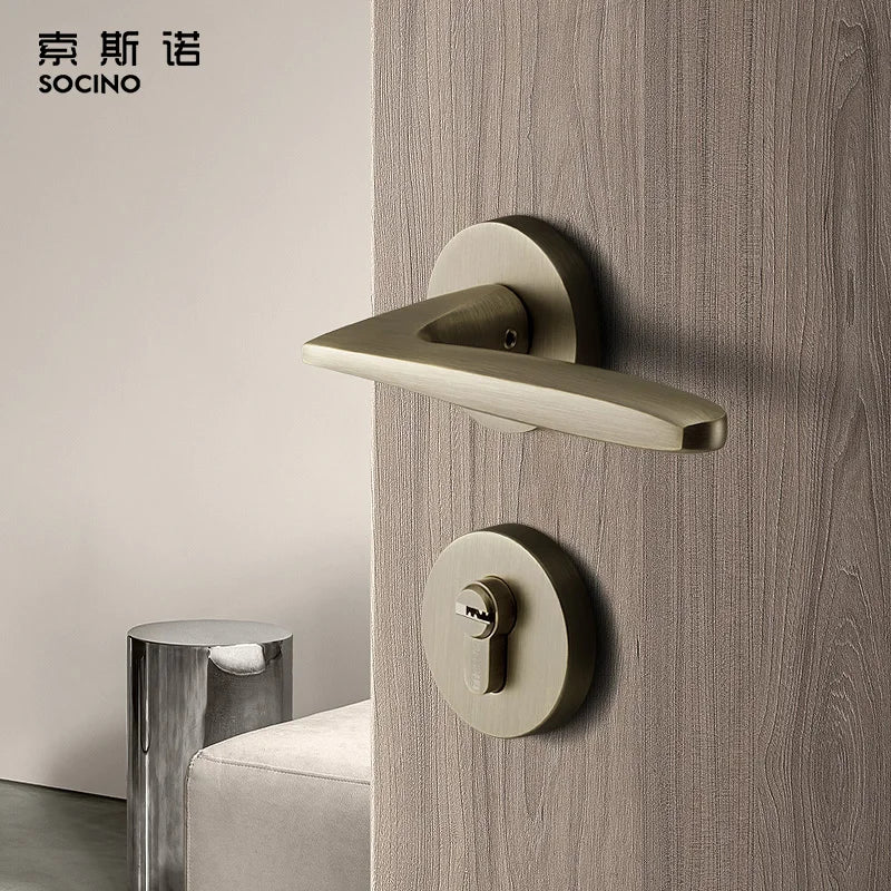 In Stock Zinc Alloy Lever Type Door Lock Handle Set Privacy Lock Passages & Coin Unlock Key for Bedroom Home Hotel