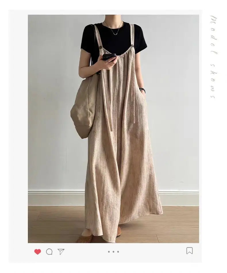 Boutique Wholesale 2025 Summer New Fashionable V-neck Loose and Versatile Casual Wide Leg Women's Jumpsuit