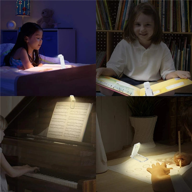 Mini LED Clip Book Light USB Rechargeable Book Reading Light Brightness Adjustable Eye Protection Portable Bookmark Read Light