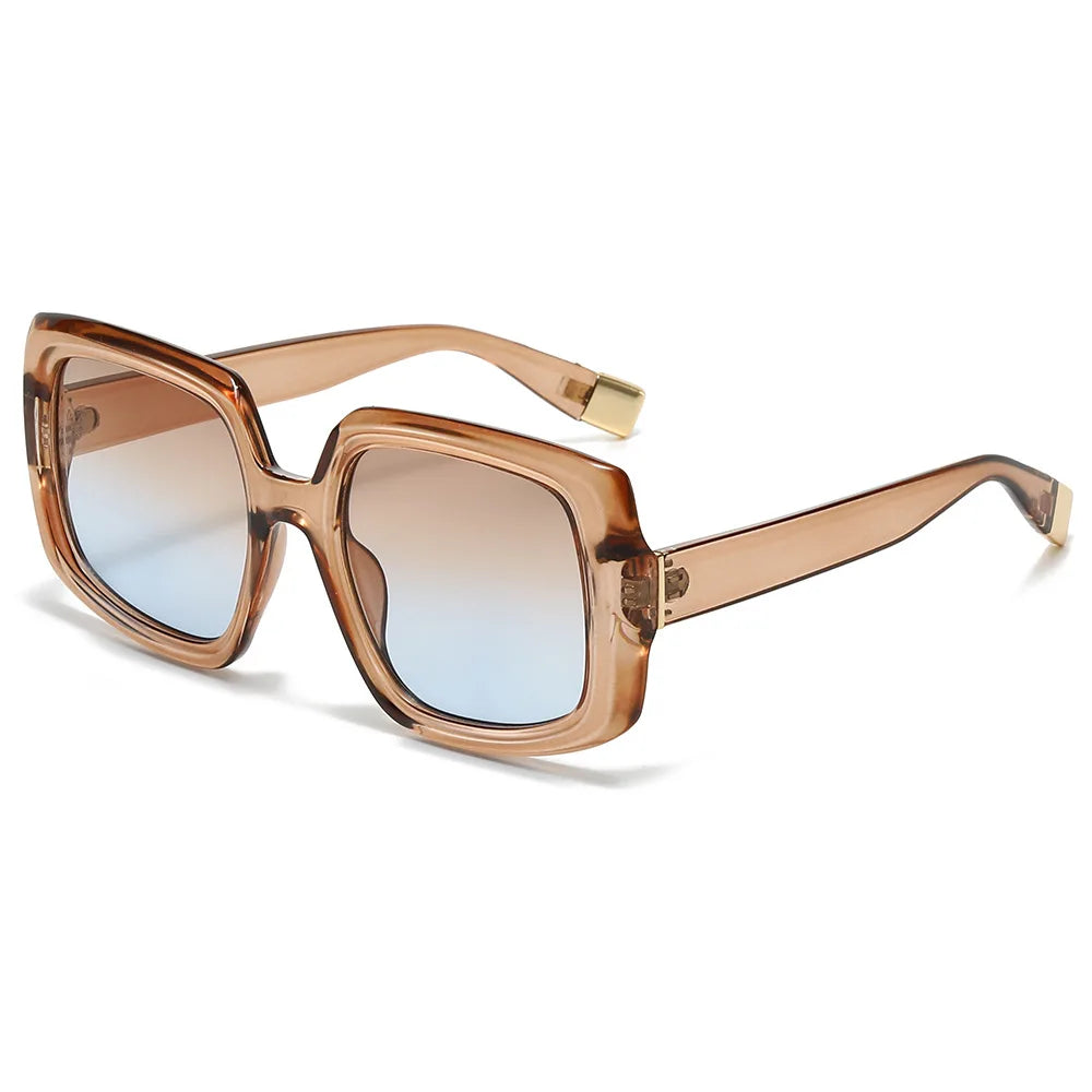 2024 New Multi-color Fashion Square Large Frame Pc Sunscreen Uv400 Sunglasses Women Luxury