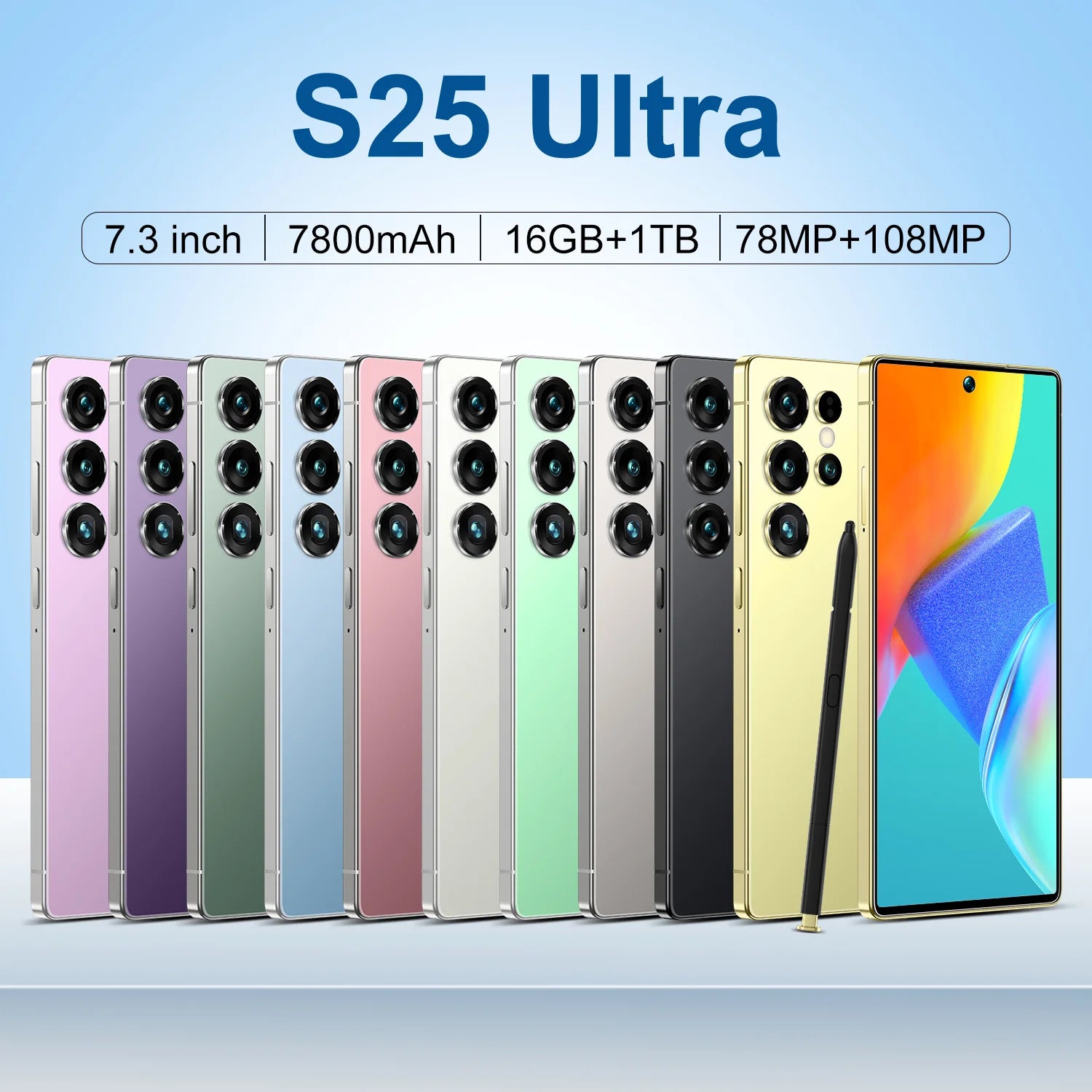 2025 New S25 Ultra 5G Android Smartphone Unlocked with Full HD Screen Dual SIM 16+1TB Storage LTE Cellular Low Price Cell Phones