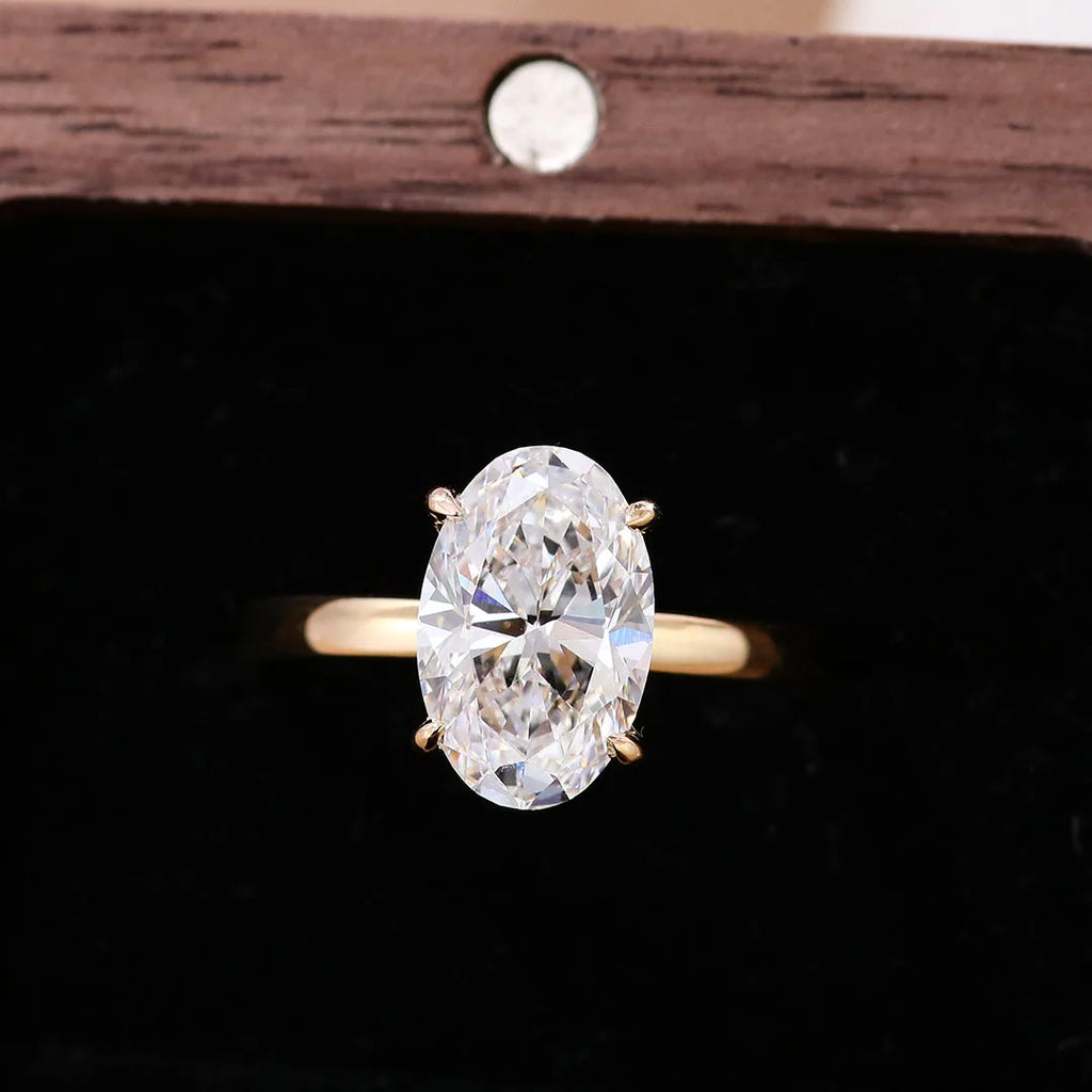 Igi Certified Diamond 3 Carat Oval Cut Lab Grown Diamond Ring Minimalist Jewelry 18k Gold Rings for Women Engagement Wedding
