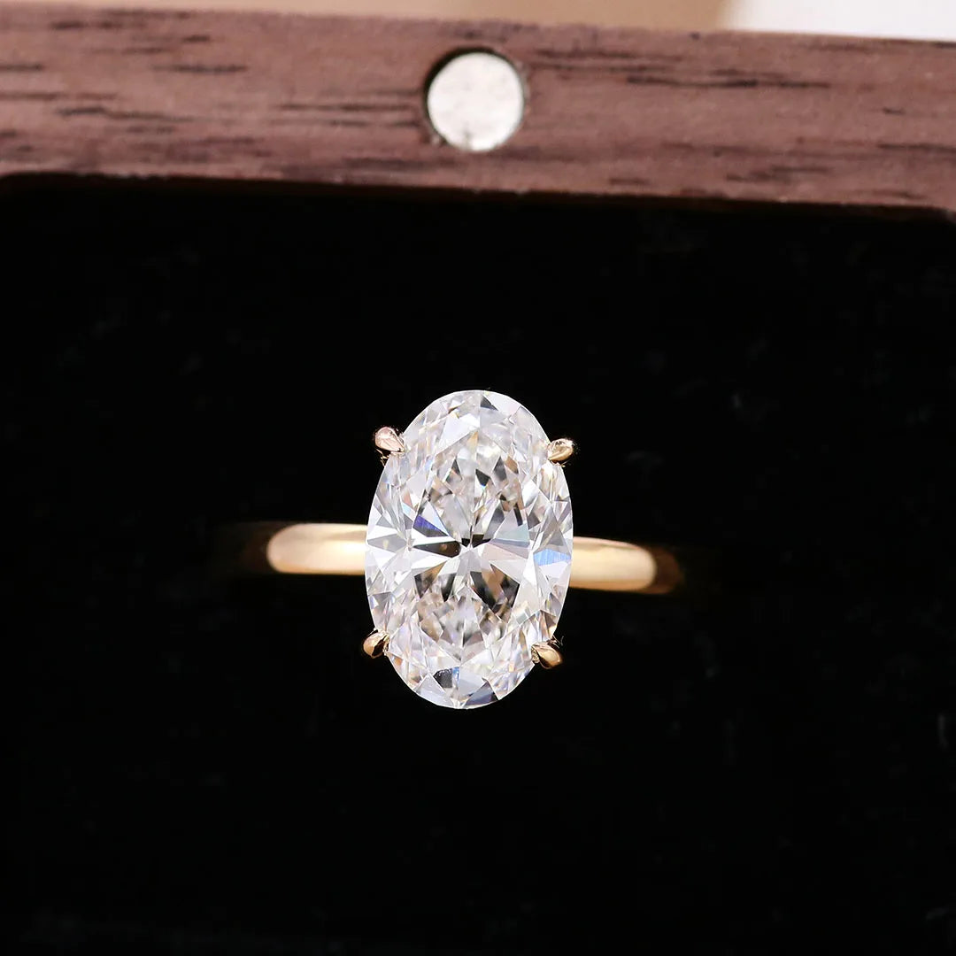 Igi Certified Diamond 3 Carat Oval Cut Lab Grown Diamond Ring Minimalist Jewelry 18k Gold Rings for Women Engagement Wedding