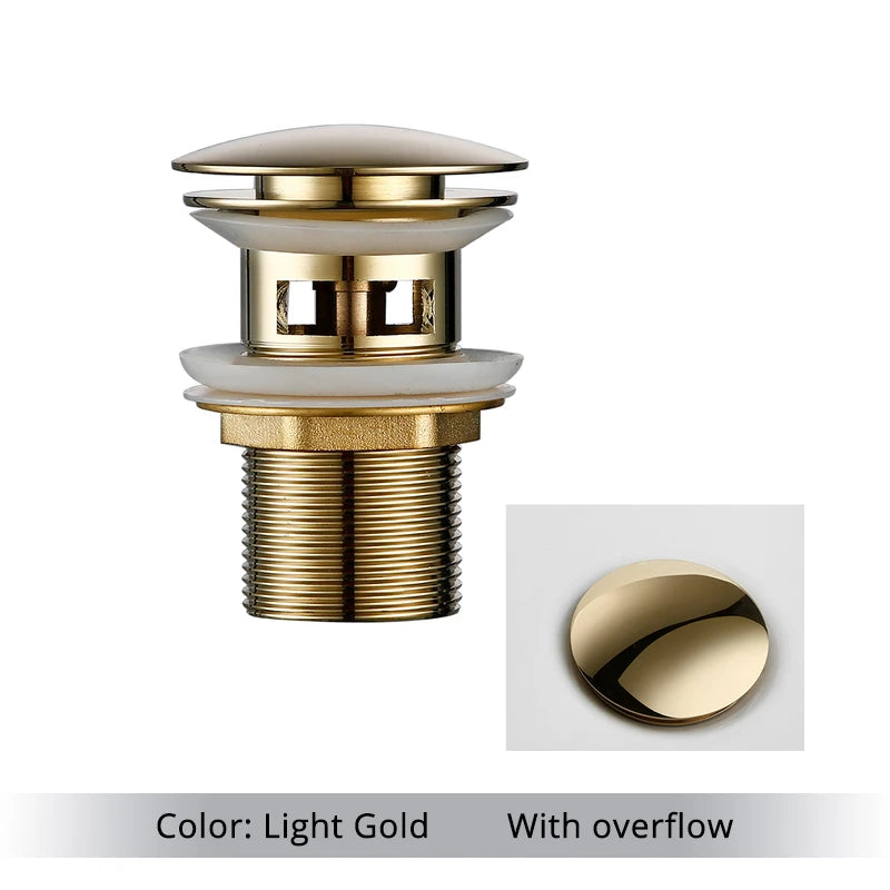 Bathroom Basin Gunmetal Pop-Up Drain Waste Stopper Sink Accessories Solid Support Round Bathtub Brass Flush Drain