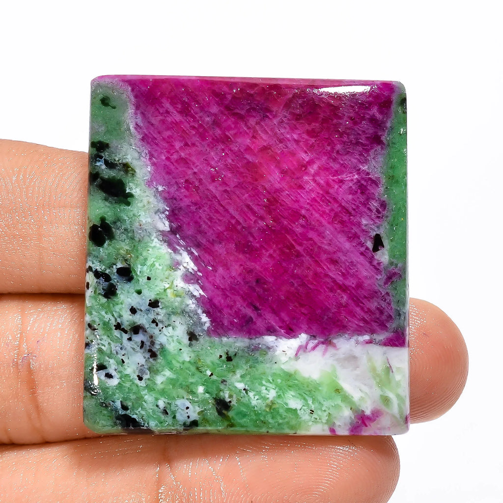 Natural Ruby Zoisite All Mix Shape Cabochon Gemstone 103 Ct. 38X34X5 mm IK-265 Third Party Certified Customizable Size No