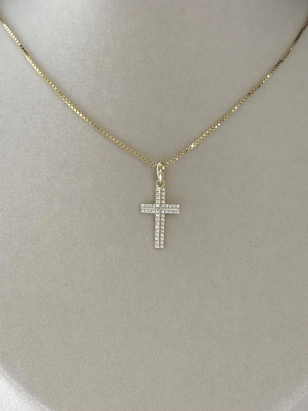 Great Gems Dainty 0.20ctw Moissanite Cross Necklace Pave Diamond Charm Sterling Silver Yellow Gold Plated Christian Religious