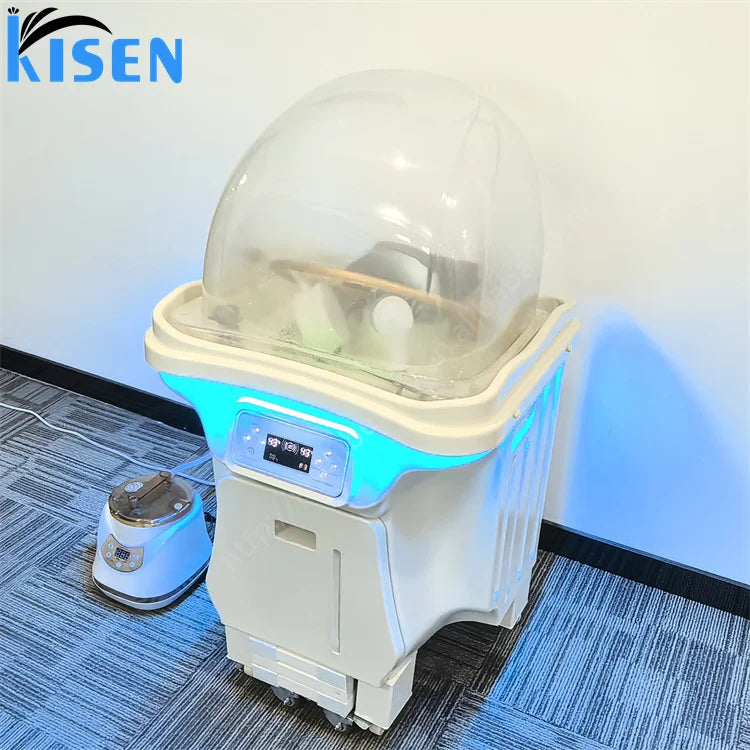 Kisen Fast Delivery Two Tanks Head Spa Bac Zen-flow Sauna Machine Hair Wash Salon Machine Pipeless Bowl with Water Heater