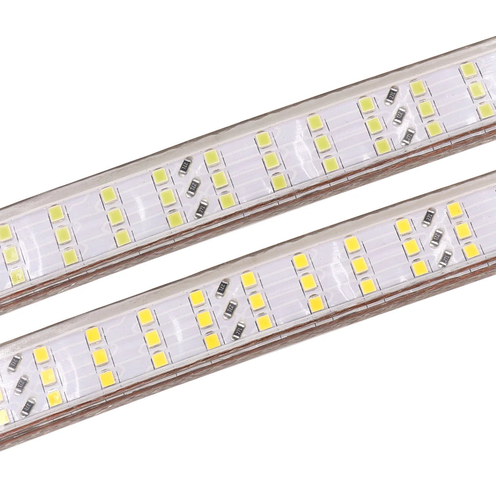 220V 110V LED Strip Waterproof Outdoor High Brightness Three Row 264 276Leds/m SMD 2835 Flexible Ribbon Led Light Lamp