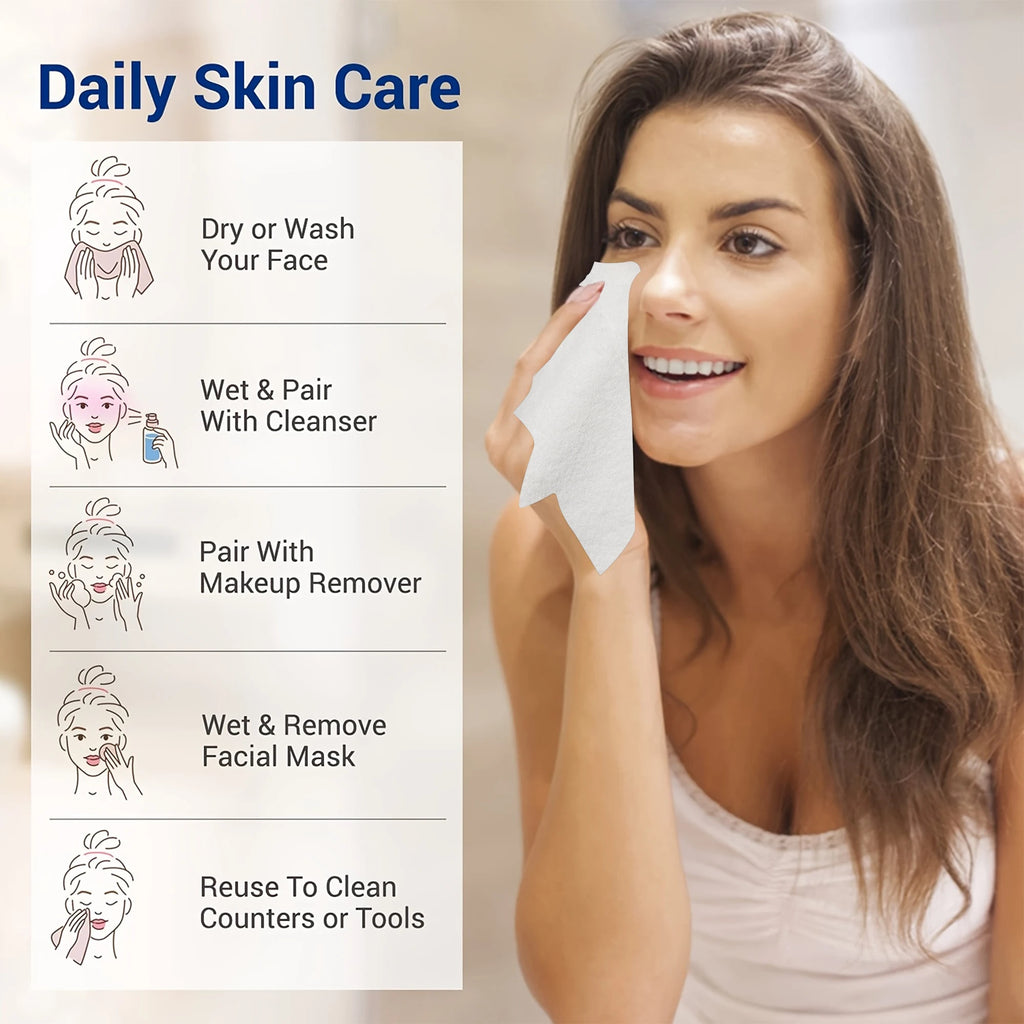 22x22cm Ultra Soft Reusable Microfiber Face Towels Convenient Bagged for Daily Skin Care