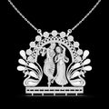 Silver Radha Krishna Lab Grown Diamond Pendant 14K/18K Gold Plated Luxury Link Chain Spiritual Inspired Design Engagement