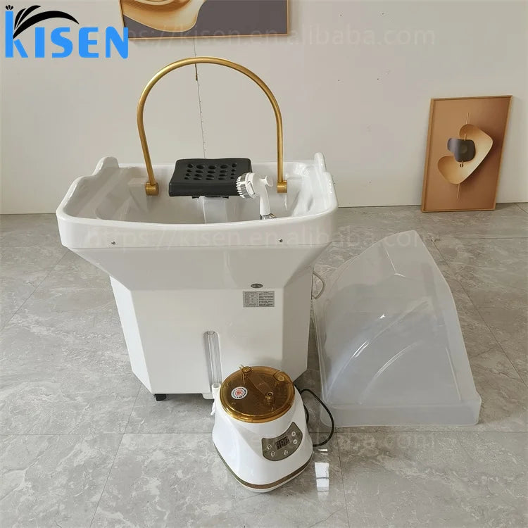 Kisen Head Spa Bac Salon Shampoo Basin Portable Sink Pipeless Water tank Colorful Light EU UK US AU Plug 7-10days Delivery