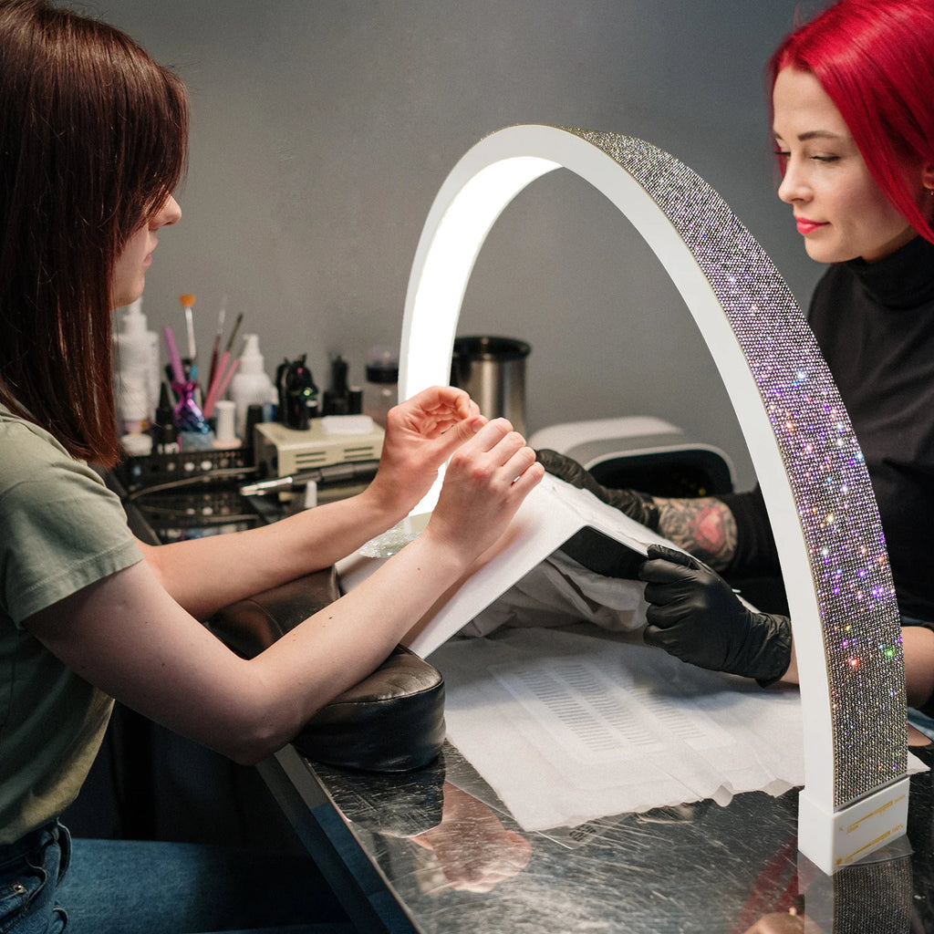 FOSOTO Arches Led Half Moon Lamp Light Desktops UV Nail Lamp for Nails Table Lamp with Phone Holder for Nail Tables