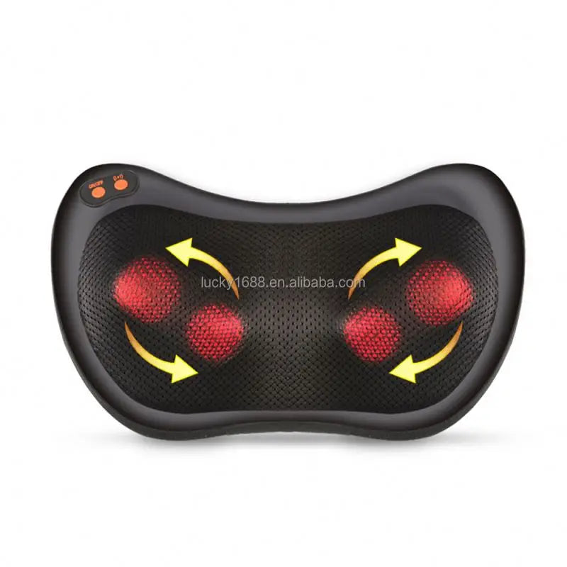 Hot Sell Head Shoulder Back Neck Deep Tissue Kneading Electric Rolling Massage Pillow with Heat
