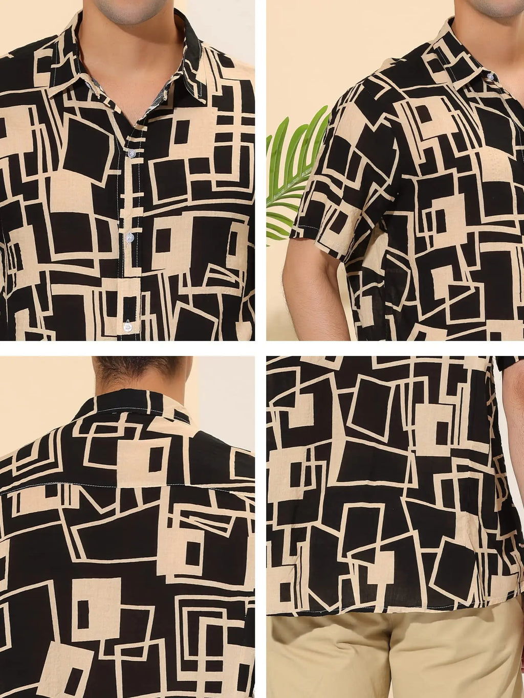 Men's Geometric Shirt Button up Casual Summer Shirts