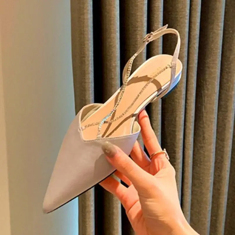 Chain Designer Size Pumps Fashion Elegant Slingback Style Official Shoes Women's Flats