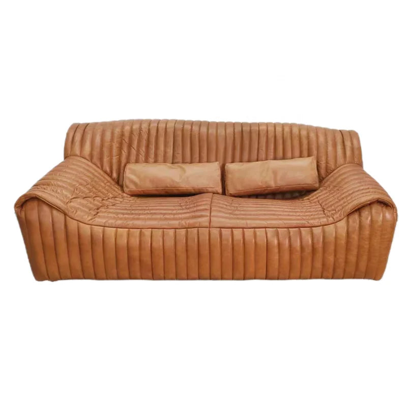 Luxury 100% Top Grain Leather Modern Three Seat Eco-Friendly Durable Sofa for Living Room Home Office Hotel Furniture