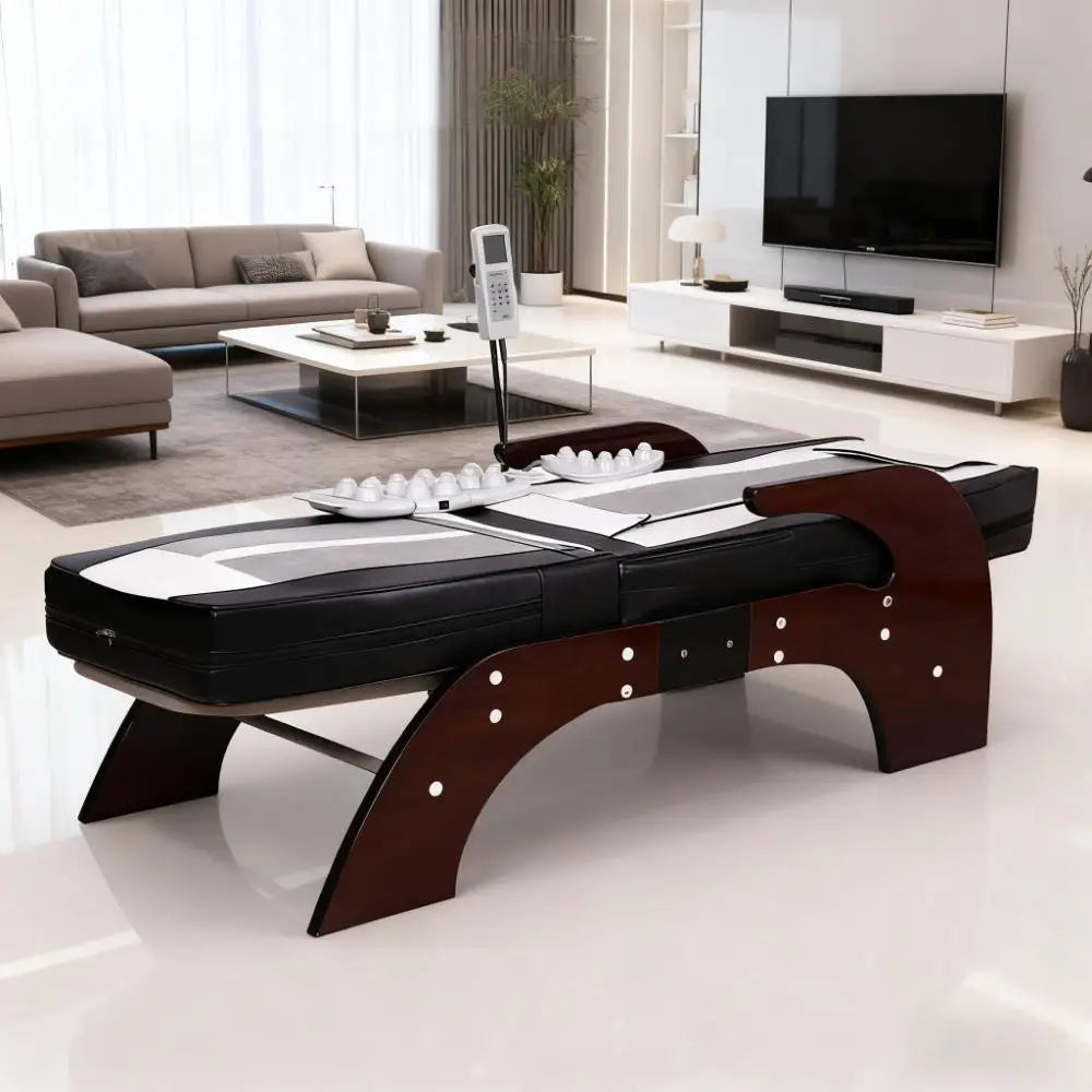Advanced Therapeutic Jade Massage Bed with Natural Stone Rollers Therapy for Neck and Full Body Therapy Functions